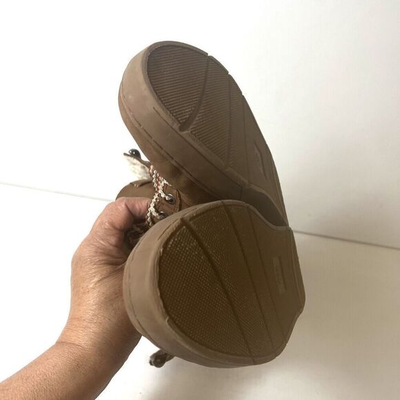 Zara Brown Leather Ankle Boot Lace/Zip Up Big Kids Sz EU 34/35 US 3.5/4 Faux Fur - Picture 8 of 11